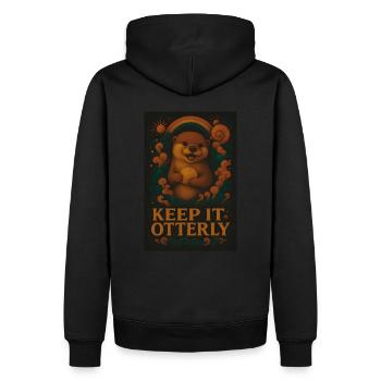 Otter - Keep It Otterly – Lustiges Tierdesign - Männer Premium Bio Hoodie - Schwarz - Hinten - Nico (187cm)