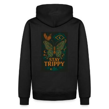 Butterfly - Stay Trippy - Men’s Premium Organic Hoodie - black - Back - Nico (187cm)