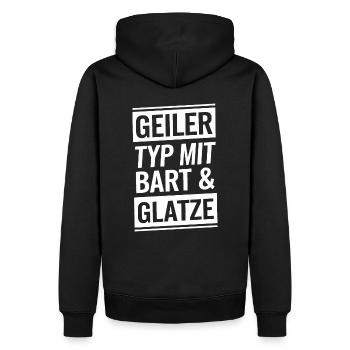 Typ mit Bart und Glatze, Männer Haarausfall Glatze - Männer Premium Bio Hoodie - Schwarz - Hinten - Nico (187cm)