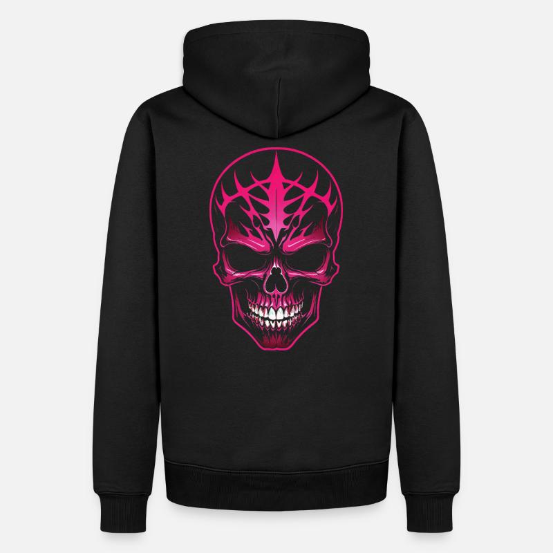 Pink Skull - Männer Premium Bio Hoodie - Schwarz
