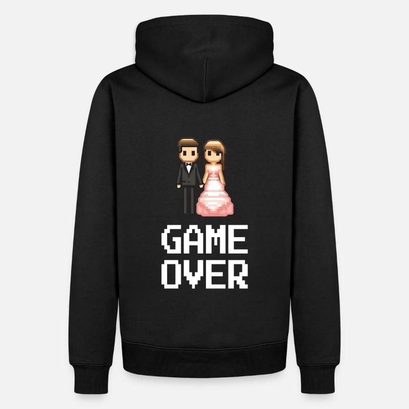 JGA 8bit Game Over - Männer Premium Bio Hoodie - Schwarz