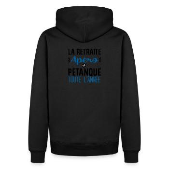 La retraite Apéro et Pétanque cadeau boule humour - Sweat à capuche Premium bio Homme - noir - Dos - Nico (187cm)