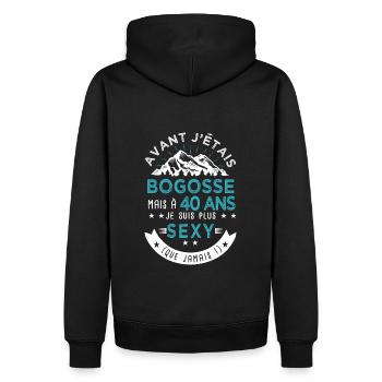 40 ans anniversaire homme pour amoureux - Sweat à capuche Premium bio Homme - noir - Dos - Nico (187cm)