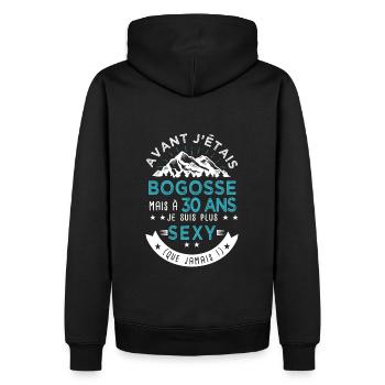 30 ans anniversaire homme pour amoureux - Sweat à capuche Premium bio Homme - noir - Dos - Nico (187cm)