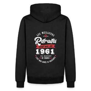 1961 anniversaire retraité né en 1961 - Sweat à capuche Premium bio Homme - noir - Dos - Nico (187cm)