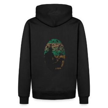 Silhouetten von Hund und Herrchen - Männer Premium Bio Hoodie - Schwarz - Hinten - Nico (187cm)