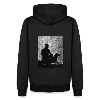 Beste Freunde Mann mit Hund - Männer Premium Bio Hoodie - Schwarz - Hinten - Nico (187cm)