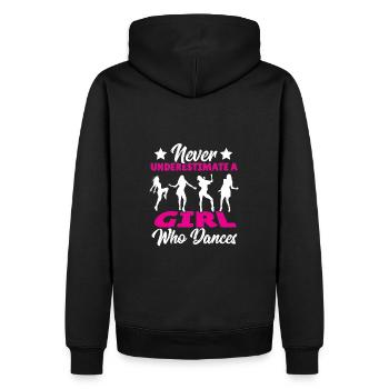 Ne sous-estimez jamais une fille qui danse - Sweat à capuche Premium bio Homme - noir - Dos - Nico (187cm)