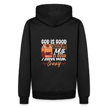 Schokoladenmilch ist gut, ich mache Mama verrückt - Männer Premium Bio Hoodie - Schwarz - Hinten - Nico (187cm)
