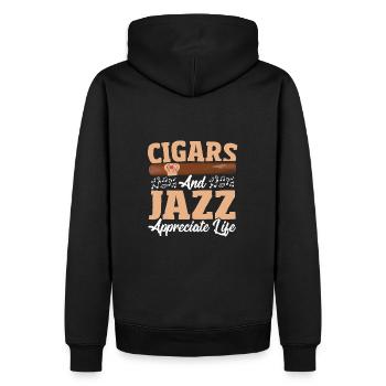 Zigarren und Jazz schätzen das Leben - Männer Premium Bio Hoodie - Schwarz - Hinten - Nico (187cm)
