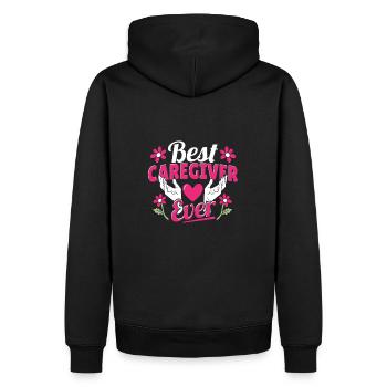Assistant personnel pour les soignants - Sweat à capuche Premium bio Homme - noir - Dos - Nico (187cm)