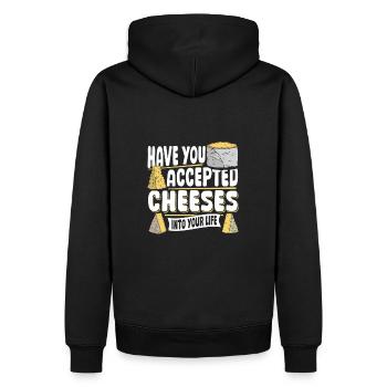 Parmesan Gouda Fromage inclus dans sa vie - Sweat à capuche Premium bio Homme - noir - Dos - Nico (187cm)