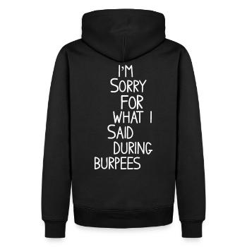 BURPEES - Männer Premium Bio Hoodie - Schwarz - Hinten - Nico (187cm)