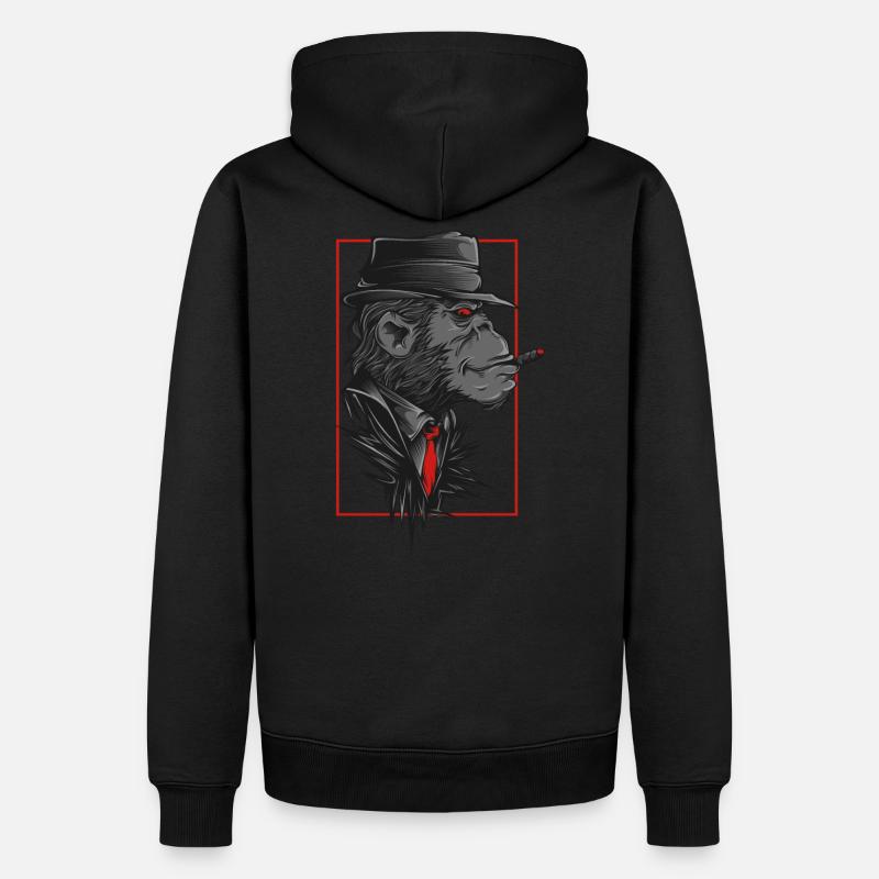 Affe Mit Hut Und Kravatte - Männer Premium Bio Hoodie - undefined