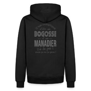 manadier bogosse cadeau métier manadier camargue - Sweat à capuche Premium bio Homme - noir - Dos - Nico (187cm)