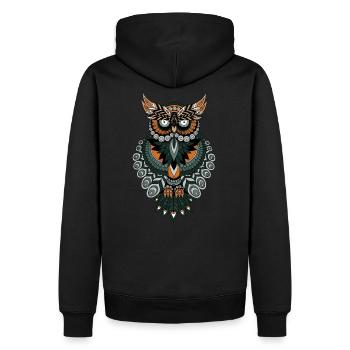 Hibou - Sweat à capuche Premium bio Homme - noir - Dos - Nico (187cm)