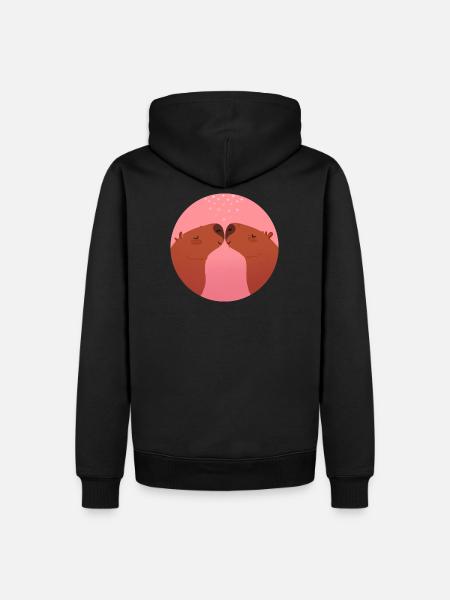 Capybara Liebe - Männer Premium Bio Hoodie - Schwarz