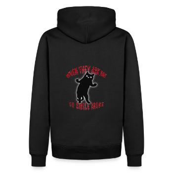 Chat maléfique drôle disant majeur - Sweat à capuche Premium bio Homme - noir - Dos - Nico (187cm)
