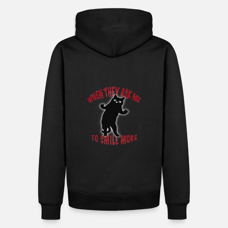 Böse Katze lustiger Spruch Mittelfinger - Männer Premium Bio Hoodie - Schwarz