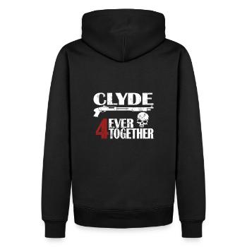 Bonnie - Clyde Geschenk Geschenkidee - Männer Premium Bio Hoodie - Schwarz - Hinten - Nico (187cm)