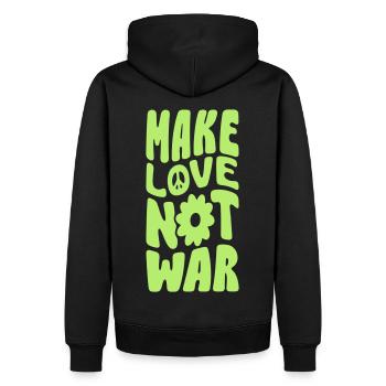 Make Love Not War - Men’s Premium Organic Hoodie - black - Back - Nico (187cm)