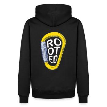 Verwurzelt - Männer Premium Bio Hoodie - Schwarz - Hinten - Nico (187cm)