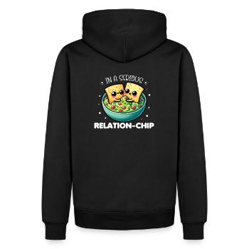 In einer ernsten Beziehung-Chip Lustige Wortspiele Valentine - Männer Premium Bio Hoodie - Schwarz - Hinten - Nico (187cm)