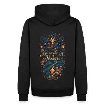 Whimsical Optimist - Men’s Premium Organic Hoodie - black - Back - Nico (187cm)