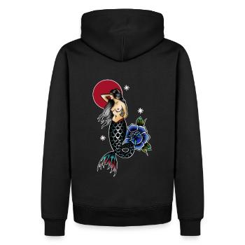 Sirène - Sweat à capuche Premium bio Homme - noir - Dos - Nico (187cm)