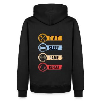 Manger du sommeil Jeu Répéter le jeu Cadeau du joueur - Sweat à capuche Premium bio Homme - noir - Dos - Nico (187cm)