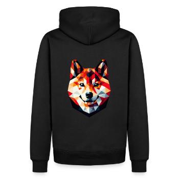 Shiba Inu géométrique : Portrait d’Art polygonal - Sweat à capuche Premium bio Homme - noir - Dos - Nico (187cm)