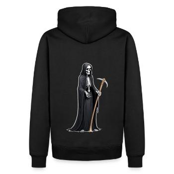 Tod Sensenmann Sense Halloween gruselig Skelett - Männer Premium Bio Hoodie - Schwarz - Hinten - Nico (187cm)