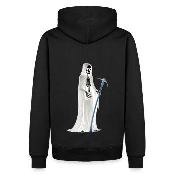 Gespenst Skelett Geist Sensenmann Tod Halloween - Männer Premium Bio Hoodie - Schwarz - Hinten - Nico (187cm)