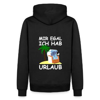 Mir egal ich hab Urlaub - Männer Premium Bio Hoodie - Schwarz - Hinten - Nico (187cm)