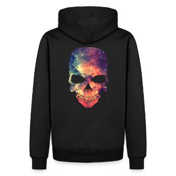 Universe - Space - Galaxy Skull - Männer Premium Bio Hoodie - Schwarz - Hinten - Nico (187cm)