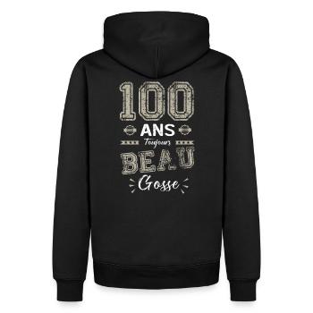 100 ans toujours beaugosse cadeau 100e anniversaie - Sweat à capuche Premium bio Homme - noir - Dos - Nico (187cm)