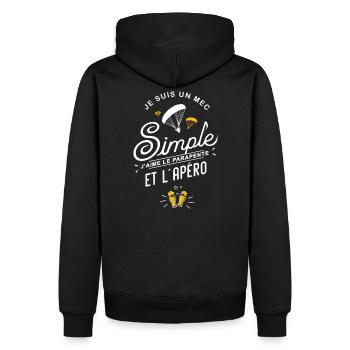 un mec simple j'aime parapente humour parapentiste - Sweat à capuche Premium bio Homme - noir - Dos - Nico (187cm)