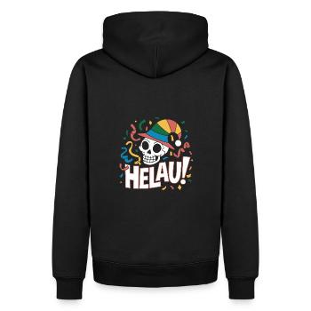 Lustiger Karneval Fasching Skull Helau - Männer Premium Bio Hoodie - Schwarz - Hinten - Nico (187cm)