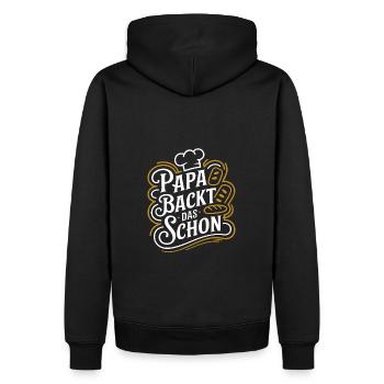 Papa backt das schon - unser backender Papa - Männer Premium Bio Hoodie - Schwarz - Hinten - Nico (187cm)
