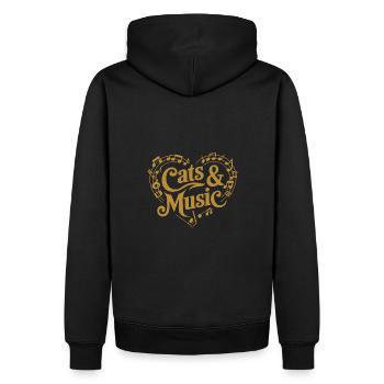 Katzen und Musik Musiknoten und Notenlinien - Männer Premium Bio Hoodie - Schwarz - Hinten - Nico (187cm)