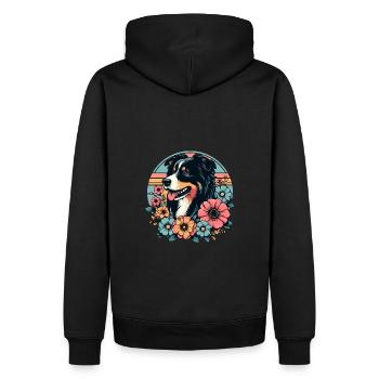 Berger australien noir tri pastel rétro fleurs - Sweat à capuche Premium bio Homme - noir - Dos - Nico (187cm)