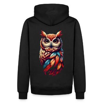 Eule Kunst Geschenk Geburtstag - Männer Premium Bio Hoodie - Schwarz - Hinten - Nico (187cm)
