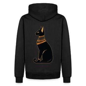 Chat égyptien - Sweat à capuche Premium bio Homme - noir - Dos - Nico (187cm)