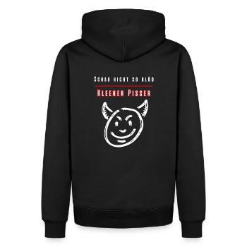 Schau nicht so blöd Kleiner Pisser-Party Fun Shirt - Männer Premium Bio Hoodie - Schwarz - Hinten - Nico (187cm)
