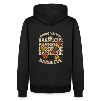 Vegan Barbeque - Männer Premium Bio Hoodie - Schwarz - Hinten - Nico (187cm)