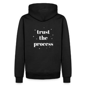 Trust the process - Men’s Premium Organic Hoodie - black - Back - Nico (187cm)