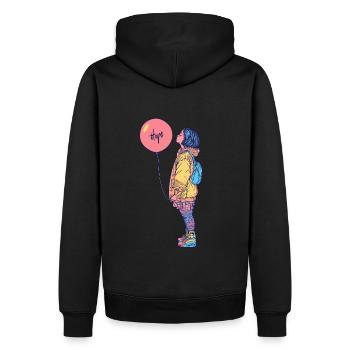 petite fille au ballon rêve d'espoir - Sweat à capuche Premium bio Homme - noir - Dos - Nico (187cm)