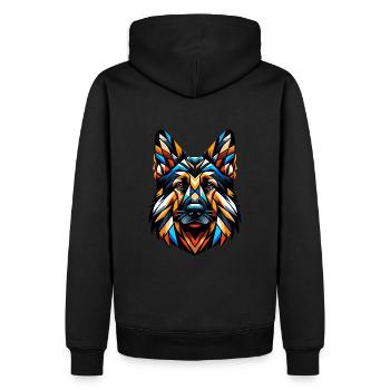 Farbenfroher Deutscher Schäferhund: Lebendiger geometrischer Hund - Männer Premium Bio Hoodie - Schwarz - Hinten - Nico (187cm)
