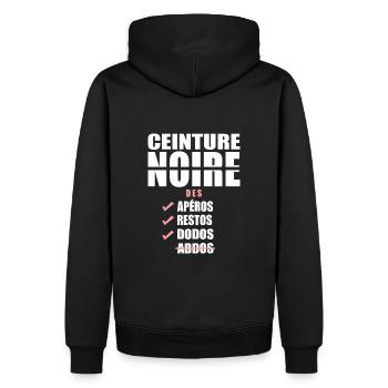 Humour ceinture noire apéros apero - Sweat à capuche Premium bio Homme - noir - Dos - Nico (187cm)