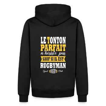 Rugby tonton joueur de rugby sport rugby - Sweat à capuche Premium bio Homme - noir - Dos - Nico (187cm)
